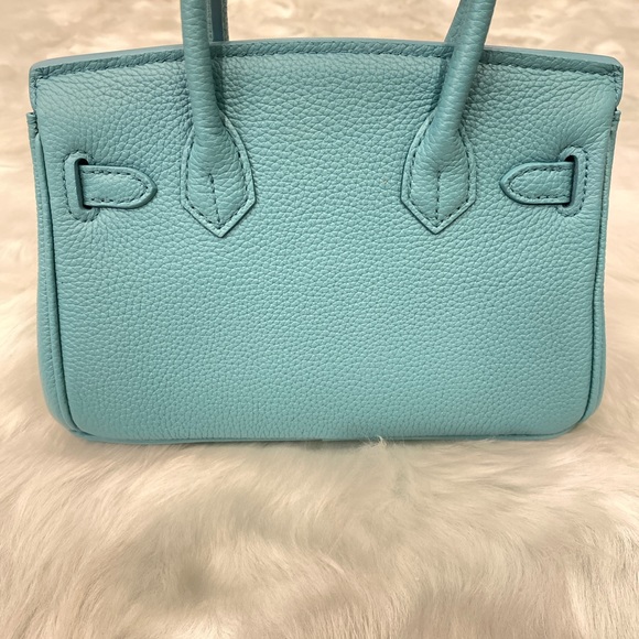 Blue Mini 20CM TOGO leather top handle Satchel bag silver Lock key - Picture 10 of 16